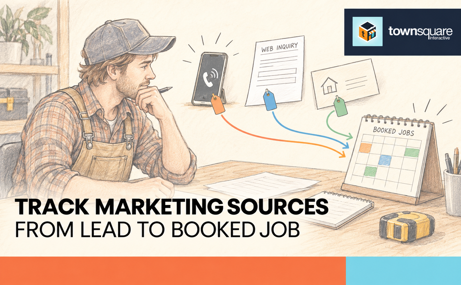 Contractor reviewing lead sources and booked jobs